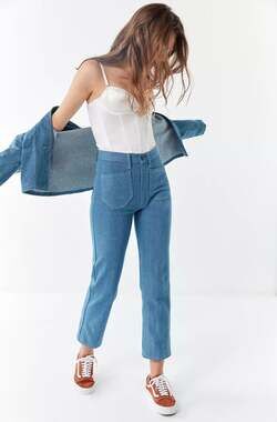 Lykke Wullf Ranch Blue Front Pocket Straight Soft Jean Pants Size Large